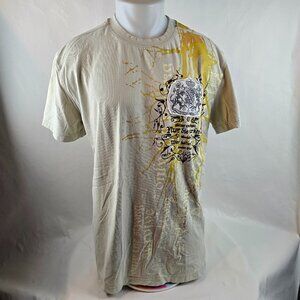 Raw Blue T Shirt Mens XL Beige Graphic Crest Streetwear Casual Urban Tee Y2k 137